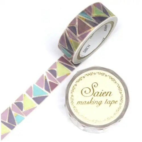 Saien - Washi Tape, MASKING TAPE Stained Glass Gold Foil [Misura: 15mm x 7m] (UR3046)