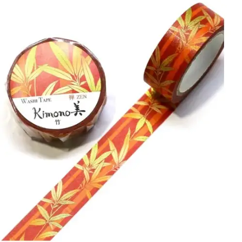 Saien - Washi Tape, Kimono MASKING TAPE bamboo [Misura: 15mm x 7m] GR3017