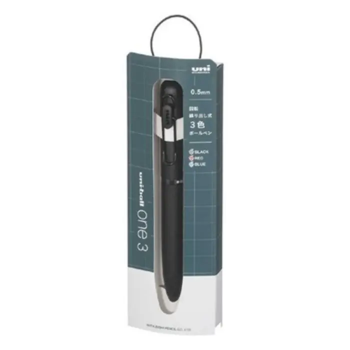 Uni Mitsubishi – Uni-ball One 3, Penna a gel 3 colori, 0.5 mm, Record Black