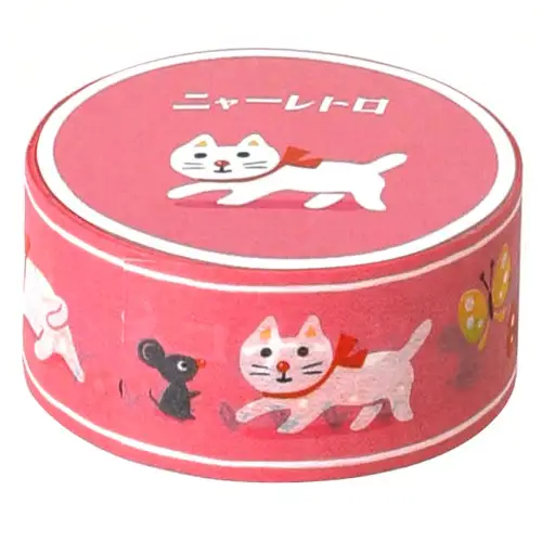 Hightide - Masking Tape giapponese [Larghezza: 2cm. Lunghezza: 5mt / M (White Cat)]