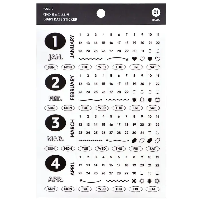 Iconic – Diary Date Sticker 01 Basic