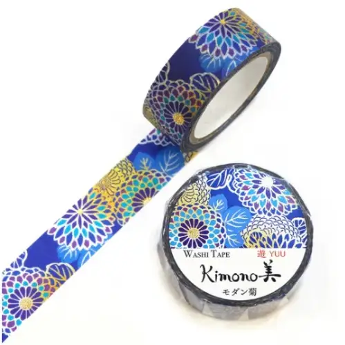 Saien - Washi Tape, Kimono Chrysanthemum [Misura: 15mm x 7m] GR2055