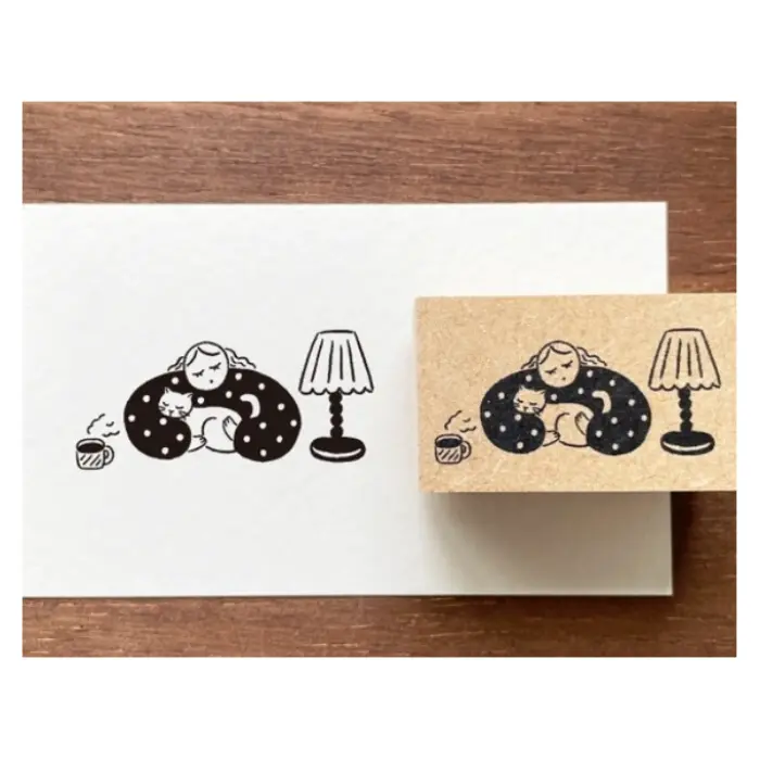 Stamp Marche – Timbro Illustrato Marl-chan, Coffee, Cat and
