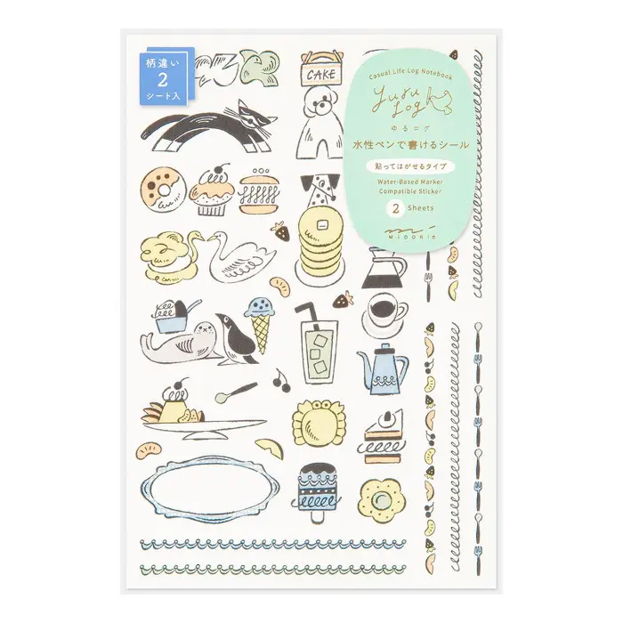 Midori – Yuru Log Decoration Sticker 2 sheets Sweets & Animals