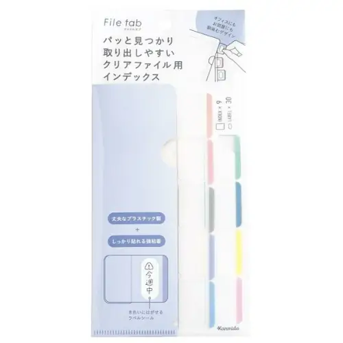 Kanmido – Fusen File Tabs, Pastel, 9 Index x 30 Label