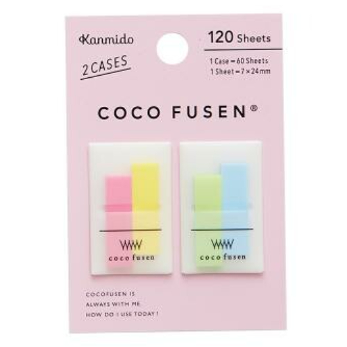 Kanmido - Segnapagina adesivo Coco Fusen [Misura 0,7x2,4cm, 4 colori, 30 foglietti cada colore, 120 foglietti totali] CF-8002