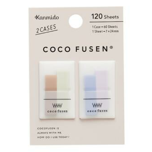 Kanmido - Segnapagina adesivo Coco Fusen [Misura 0,7x2,4cm, 4 colori, 30 foglietti cada colore, 120 foglietti totali] CF-8003