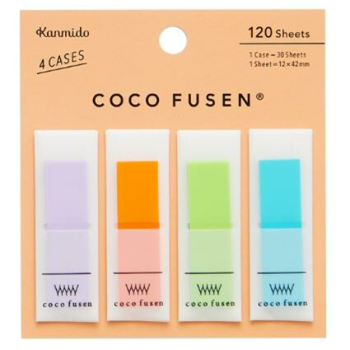 Kanmido - Segnapagina adesivo Coco Fusen [Misura 1,2x4,2cm, 4 colori, 30 foglietti cada colore, 120 foglietti totali] CF-1002