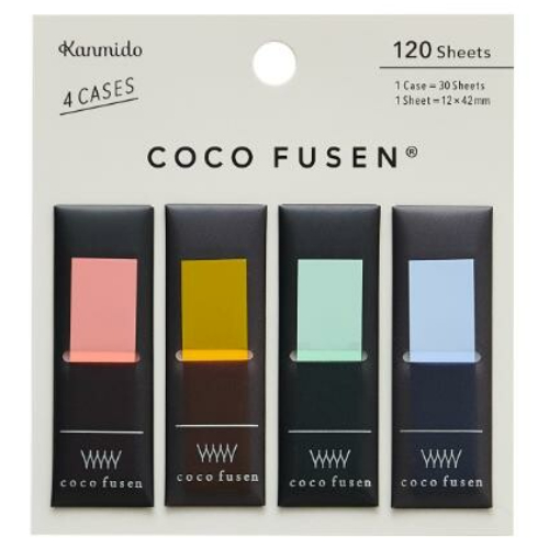 Kanmido - Segnapagina adesivo Coco Fusen [Misura 1,2x4,2cm, 4 colori, 30 foglietti cada colore, 120 foglietti totali] CF-1003