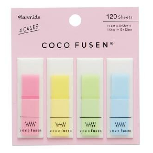 Kanmido - Segnapagina adesivo Coco Fusen [Misura 1,2x4,2cm, 4 colori, 30 foglietti cada colore, 120 foglietti totali] CF-1006