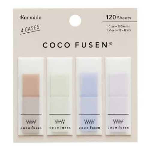 Kanmido - Segnapagina adesivo Coco Fusen [Misura 1,2x4,2cm, 4 colori, 30 foglietti cada colore, 120 foglietti totali] CF-1007