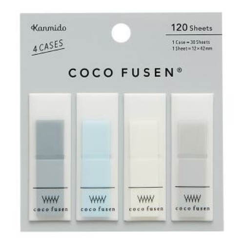 Kanmido - Segnapagina adesivo Coco Fusen [Misura 1,2x4,2cm, 4 colori, 30 foglietti cada colore, 120 foglietti totali] CF-1008