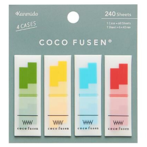 Kanmido - Segnapagina adesivo Coco Fusen [Misura 1,2x4,2cm, 4 colori, 60 foglietti cada colore, 120 foglietti totali] CF-4001