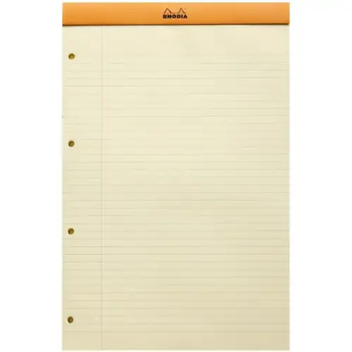 Rhodia - Blocco Legal A4, No. 119 [Misura: 21x37cm, 80 pagine strappabili, righe con un margine, 4 fori laterali, carta Clairefontaine giallo paglierino, pesantezza del foglio 80 g/m]