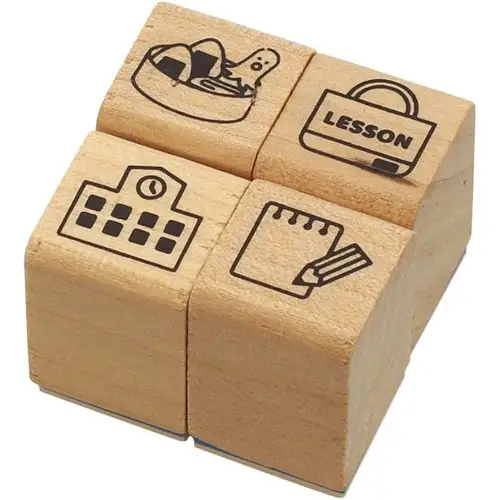 Kodomo no Kao – Timbro Notebook Stamp Club, Set da 4, School