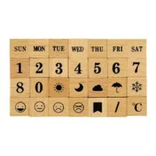 Kodomo no Kao – Petit Letter Stamp Set Large / Day of Week Number Mark