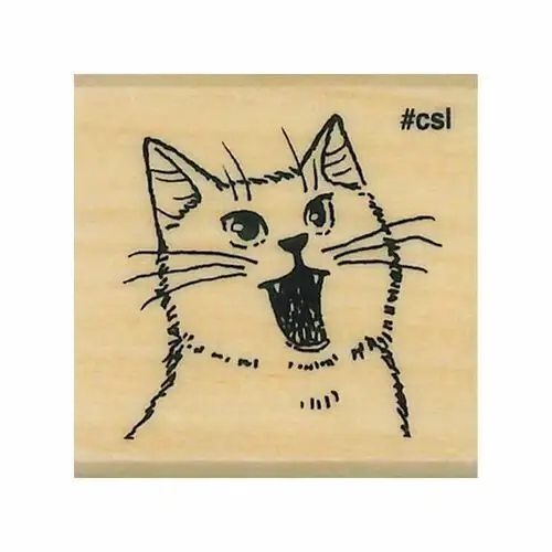 Kodomo No Kao - Timbro, I Love Stamp, Open Mouth Cat, 1533-056