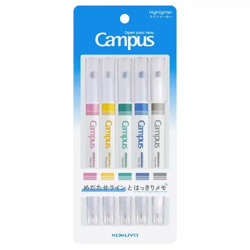 Kokuyo – Evidenziatori Limited Campus 2-Way, Set 5 colori