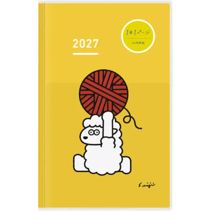 Kokuyo – Jibun Techo DAYs 2027 A5 Slim, Gennaio 2027 – Dicembre 2027, Limited Edition Sheep Pattern Yellow