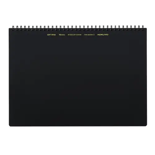 Kokuyo – Soft Ring Notebook A4 Black (Quaderno ad Anelli Morbidi) Quadretti 5 mm