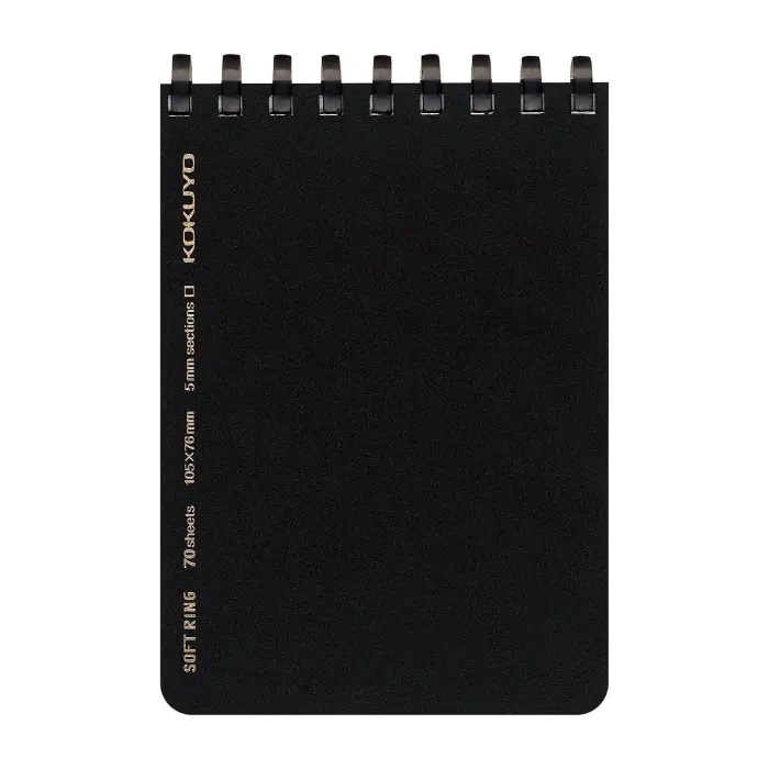 Kokuyo – Soft Ring Notebook A7, Grid, Black