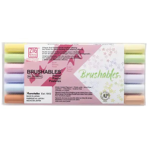 Kuretake - Zig Memory System Brashables [Confezione da 6] (Pastel)