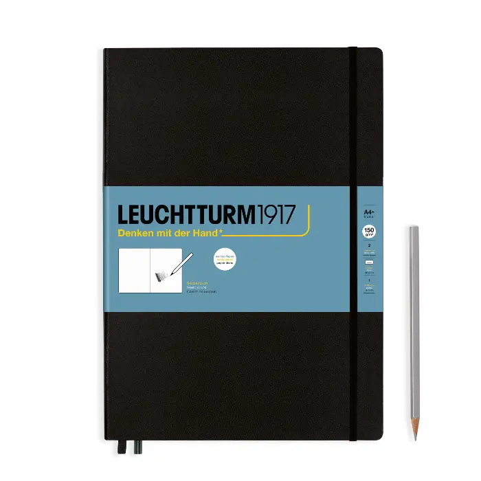 Leuchtturm 1917 – Master A4+ Sketchbook, Copertina Rigida, Pagine Lisce, Black
