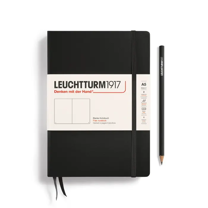 Leuchtturm 1917 – Medium A5, Hardcover, Black, Plain
