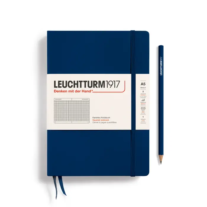 Leuchtturm 1917 – Medium A5, Hardcover, Navy, Squared