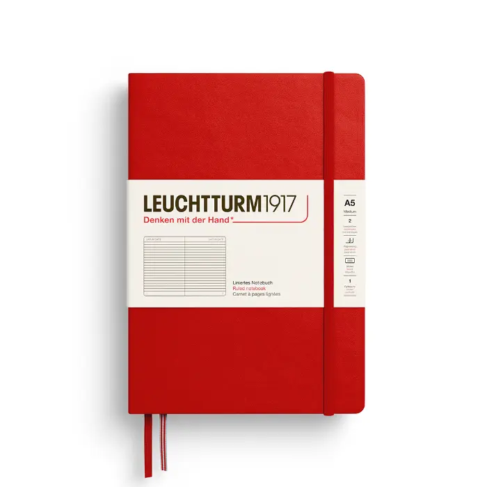 Leuchtturm1917 – Medium A5, Hardcover, Ruled, Cherry (Nuovo colore 2026)