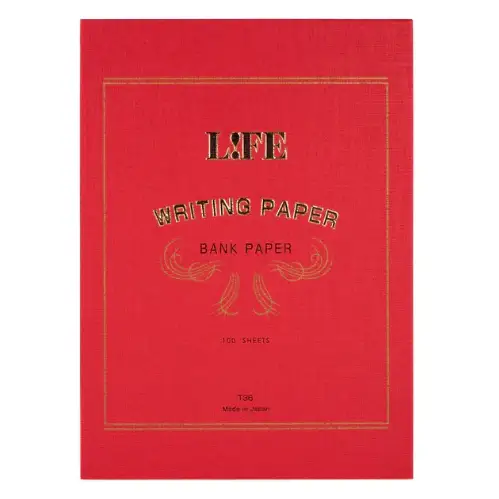 Life Company x Mistubishi - Bank Paper Engineering, Blocco da scrittura, Copertina Colore Rosso, A strappo lato corto, Pagina Bianca, Formato A5,100 fogli [T36]
