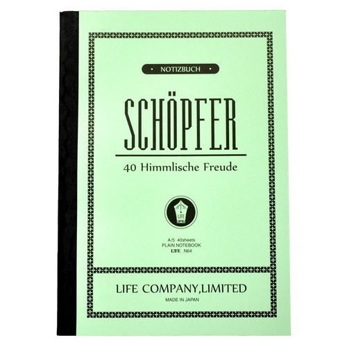 Life Company - Notebook giapponese Shepfer A5 [Pagina vuota, 40 fogli, carta avoriata] (Copertina verde)