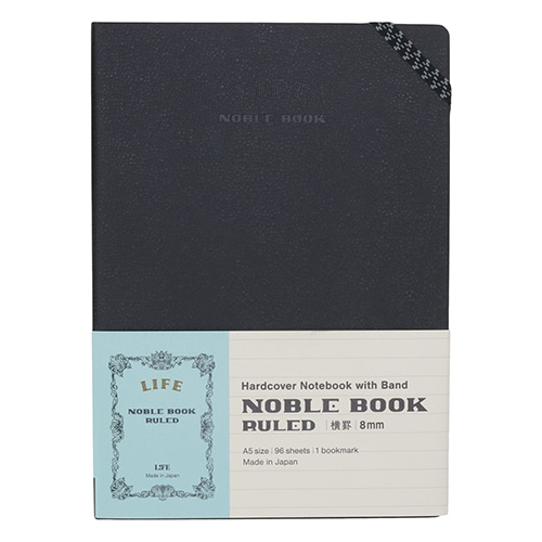 Life Company - Noble Book Section [Formato A5, 96 fogli, righe 8mm, copertina rigida effetto pelle, elastico su angolo superiore] N1622