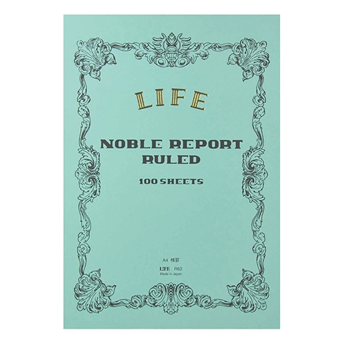 Life Company - Noble Report Section [Formato A4, blocco a strappo su lato corto superiore, 100 fogli avoriati, righe] Copertina azzurra R62