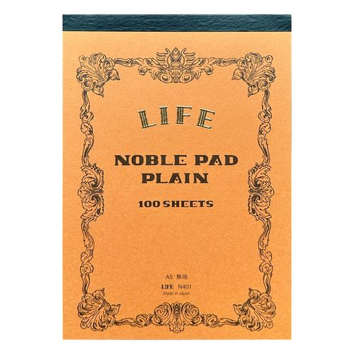 Life Company - Noble Report Section [Formato A5, blocco a strappo su lato corto superiore, 100 fogli avoriati, pagina vuota] Copertina marrone chiaro N401