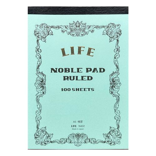 Life Company - Noble Report Section [Formato A5, blocco a strappo su lato corto superiore, 100 fogli avoriati, righe] Copertina azzurra N402