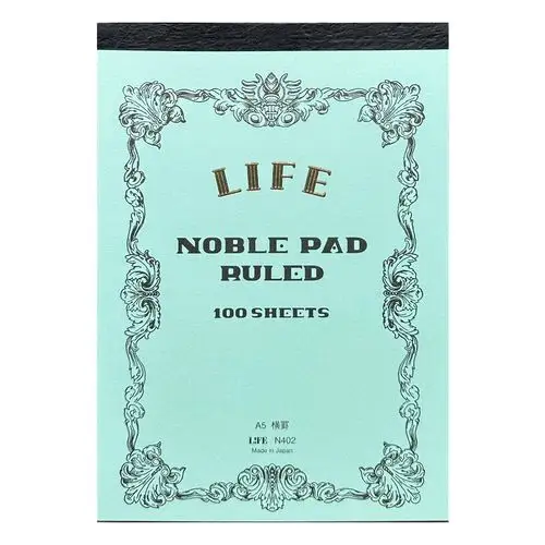 Life Company - Noble Report Section [Formato A5, blocco a strappo su lato corto superiore, 100 fogli avoriati, righe] Copertina azzurra N402