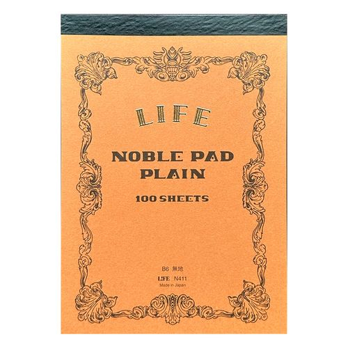 Life Company - Noble Report Section [Formato B6, blocco a strappo su lato corto superiore, 100 fogli avoriati, pagina vuota] Copertina marrone chiaro N411