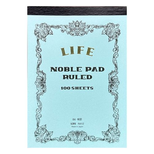 Life Company - Noble Report Section [Formato B6, blocco a strappo su lato corto superiore, 100 fogli avoriati, righe] Copertina azzurra N412