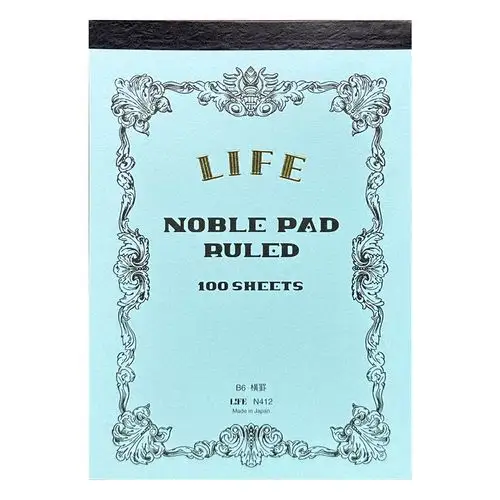 Life Company - Noble Report Section [Formato B6, blocco a strappo su lato corto superiore, 100 fogli avoriati, righe] Copertina azzurra N412