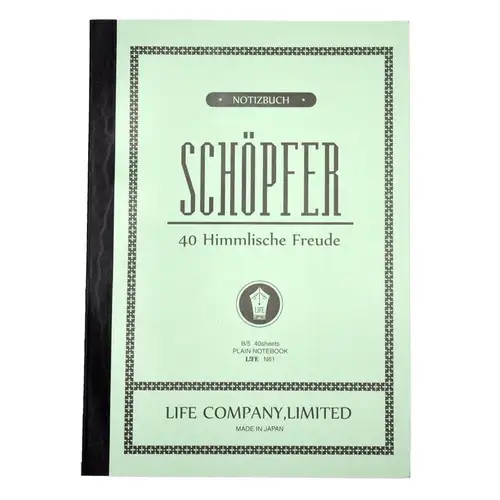 Life Company - Notebook giapponese Shepfer B5 [Pagina vuota, 40 fogli, carta avoriata] (Copertina verde)