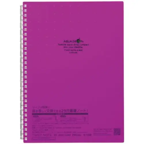 Lihit Lab - Aqua Drops Twist Note N-1608 quaderno formato B5 a righe, 30 fogli [spirale apribile] (Colore Magenta)