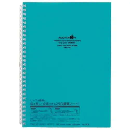 Lihit Lab - Aqua Drops Twist Note N-1608 quaderno formato B5 a righe, 30 fogli [spirale apribile] (Colore Turchese)