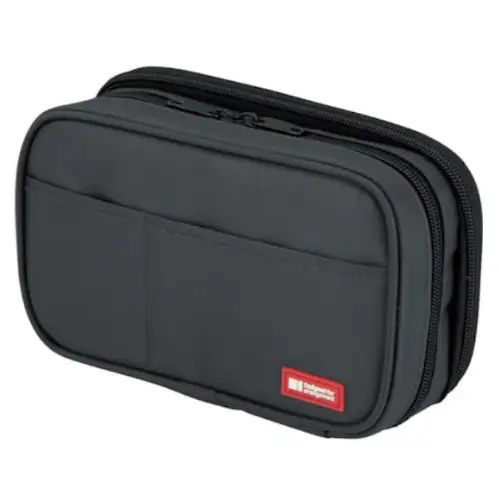 Lihit Lab – Book Style Pen Case, Standard, 2 Zip, Black