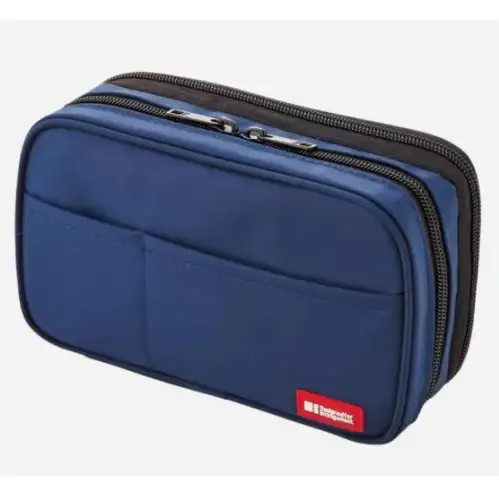 Lihit Lab – Book Style Pen Case, Standard, 2 Zip, Indigo