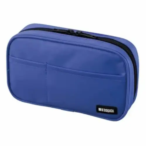 Lihit Lab - Book Style Pen Case, Standard, 1 zip, Blu, Interno grigio