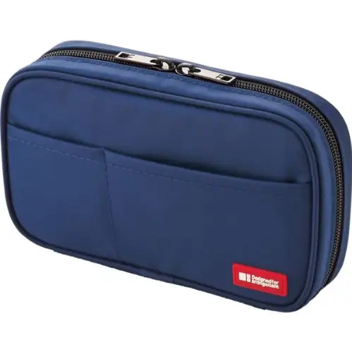 Lihit Lab – Book Style Pen Case, Standard, 1 Zip, Indigo