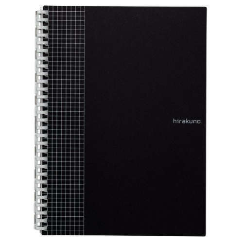 Lihit Lab - Hirakuno quaderno formato B5 a quadretti, 70 fogli [spirale apribile] (Colore Nero)