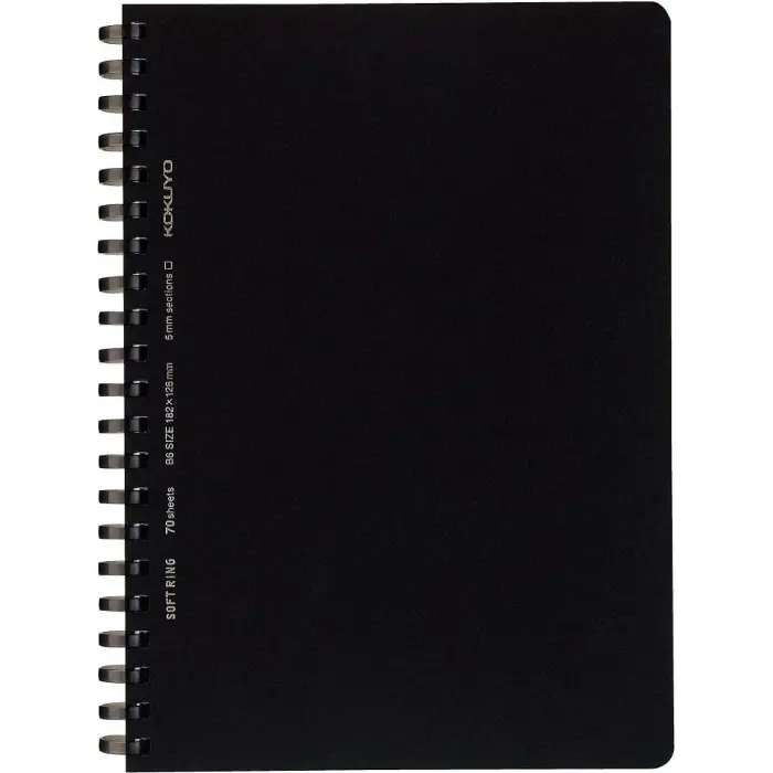 Kokuyo – Soft Ring Notebook B6, Grid 5mm, Black