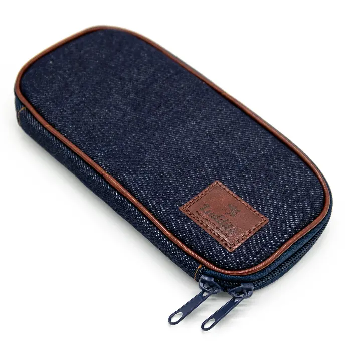 Luddite – Astuccio Portapenne Round Zip in Denim di Okayama